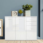 HOMCOM - Buffet haute brillance 41,75 po L avec 2 tiroirs et 3 portes - blanc-Espace de rangement avec 2 tiroirs et 2 armoires à portes 