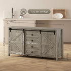 HOMCOM - Buffet de style ferme 59,8 po L avec rangement - gris clair vieilli-Quatre tiroirs gardent la vaisselle organisée et le plateau supérieur pour les petits appareils électroménagers 