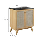 Modway - Soma 30" Vanette de salle de bain - Noir de chêne-Tablette réglable