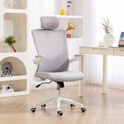 HOMCOM - Chaise de bureau ergonomique avec appui-tête réglable - gris-Hauteur d'assise réglable et fonction d'inclinaison pour un confort optimal 