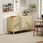 HOMCOM - Buffet boho 47,2 po L - bois naturel-Quatre compartiments maximisent l’espace de rangement 