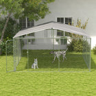 PawHut - Chenil pour chien 13 pi x 13 pi x 7,6 pi avec auvent pour extérieur-Structure solide galvanisée pour une utilisation quotidienne stable 