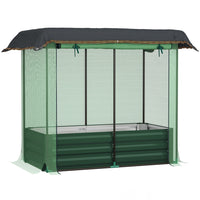Outsunny - Jardin surélevé galvanisé 4,1 pi x 2,1 pi avec couvercle-Bac de plantation surélevé avec filet de protection pour plantes et toile d'ombrage 