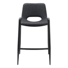 Zuo - Desi Tabouret de comptoir - Noir - Ensemble de 2-Tissu en faux cuir doux et durable