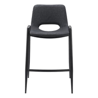 Zuo - Desi Tabouret de comptoir - Noir - Ensemble de 2-Tissu en faux cuir doux et durable