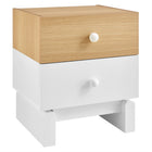 Modway - Nolia Bloc de couleurs à 2 tiroirs Table de chevet, Chêne Blanc-Table de chevet bicoloure avec design en blocs de couleur