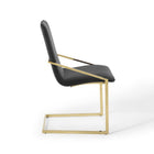 Modway - Pitch Performance Velvet Fauteuil à manger - Or Noir-Capsules de pied non marquées