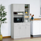 HOMCOM - Buffet de cuisine moderne 71 po avec vaisselier et rangement - blanc-Plan de travail ouvert pour ranger votre four à micro-ondes, grille-pain, cafetière 