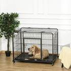 PawHut - Cage pour chien pliable robuste pour grands chiens - 43 po L x 28 po l x 31 po H-Porte avant avec 2 loquets de sécurité pour une entrée et une sortie faciles 