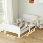Qaba - Cadre de lit avec barrières latérales de sécurité pour filles et garçons, mobilier de chambre - blanc-La conception basse garantit une montée et une descente indépendantes et sécurisées
