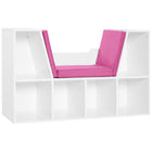 HOMCOM - Bibliothèque à 6 casiers avec coussin de siège - rose-Cette bibliothèque élégante et stylée s’intègre parfaitement à votre décoration intérieure 