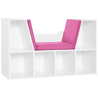 HOMCOM - Bibliothèque à 6 casiers avec coussin de siège - rose-Cette bibliothèque élégante et stylée s’intègre parfaitement à votre décoration intérieure 
