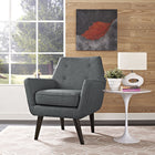 Modway - Posit Tissu rembourré Fauteuil - Gris-Pieds en caoutchouc teintés d’espresso