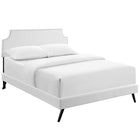 Modway - Corene Vinyle Lit à plateforme Queen avec pieds ronds et écartés, Blanc-Cadre en bois / panneau en particules