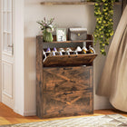 HOMCOM - Armoire à chaussures étroite style ferme - brun rustique-Chaque tiroir possède une séparation réglable à deux niveaux pour différents types de chaussures 