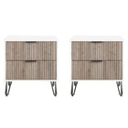 Manhattan Comfort - Table de nuit moderne DUMBO 51 cm à 2 tiroirs - Blanc et gris rustique - Lot de 2-Moderne-contemporain avec une touche de glamour - Table de nuit pour chambre et salon, lot de 2