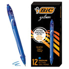BIC - Stylo gel Gel-Ocity à séchage rapide - 0,7 mm - encre bleue - paquet de 12-Stylos gel à pointe rétractable