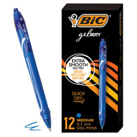 BIC - Stylo gel Gel-Ocity à séchage rapide - 0,7 mm - encre bleue - paquet de 12-Stylos gel à pointe rétractable