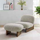 Modway - Loyal Tissu Boucle Chaise d’accent et ensemble ottoman - Noyer de River Rock-Tissu boucle Tissu Rembourrage