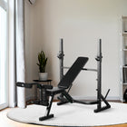 Soozier - Banc De Musculation Avec Supports À Squats - Développeur De Jambes - Support Pour Disques De Poids-Banc réglable sur trois niveaux pour des positions à plat ou inclinées  
