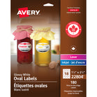 Avery 22804 Étiquettes ovales imprimables jusqu'au bord, permanentes, blanches, glacées, laser/jet d'encre, 1-1/2" x 2-1/2"-1