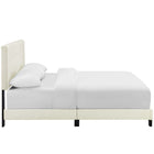 Modway - Amira Performance Velvet Lit King, Ivoire-Cadre en bois / lattes LVL / Tête de lit en MDF