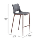 Zuo - Ace Tabouret de bar - Gris foncé/Noyer - Ensemble de 2-6