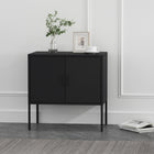 Manhattan Comfort - Ava 23,6 po Buffet d’Appoint Moderne - Noir-Comprend 2 portes métalliques standard avec poignées verticales en métal