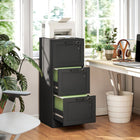 HOMCOM - Armoire de bureau verticale à 3 tiroirs - effet bois noir-Chaque tiroir est équipé de deux serrures pour un stockage sécurisé des documents 
