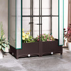Outsunny - jardinière surélevée 31,5 po L x 15,7 po l x 48,8 po H avec treillis - brun-Les trous de drainage et les bouchons empêchent l'accumulation d'eau
