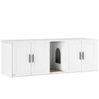 PawHut - Enclos pour bac à litière pour chat, meuble avec tapis à griffer-Conception multifonctionnelle servant d’enceinte à litière, de maison pour chat ou de table d’appoint 