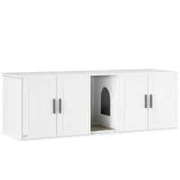 PawHut - Enclos pour bac à litière pour chat, meuble avec tapis à griffer-Conception multifonctionnelle servant d’enceinte à litière, de maison pour chat ou de table d’appoint 