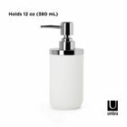 Umbra JUNIP - Pompe à savon liquide et gel hydroalcoolique 295ml, Chrome Blanc-Dimensions : 3,75 po L x 2,75 po P x 7 po H