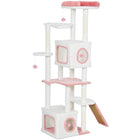 PawHut - Arbre à chat 65 po, tour à plusieurs niveaux avec condos, perchoir - blanc-Ce centre tout-en-un de 65 po (165 cm) offre des heures d’amusement pour les familles avec plusieurs chats 