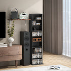 HOMCOM - Armoire de rangement multimédia à 9 niveaux - 55.1 po H - noir-Le cadre en panneau de particules de qualité assure un soutien solide