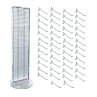 Azar - Présentoir de sol à panneau perforé pivotant Studio Base - 60 po x 16 po - Transparent-Comprend un porte-enseigne en T qui peut être fixé au sommet du présentoir à panneau perforé
