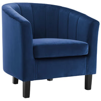 Modway - Prospect Chenal Touffé Performance Velvet Fauteuil - Marine-Fauteuil moderne à dossier de baril