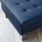Modway - Loft Touffe Cuir végane Ottoman - Marine d’argent-Touffage linéaire en bouton biscuit