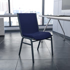 Flash Furniture – Chaise empilable robuste bleu marine à motifs à revêtement Hercules rembourrée de 3 po, 4/pqt-Style contemporain