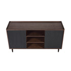 Manhattan Comfort - Buffet Duane 59,05 po style mid-century moderne - marron foncé et noir-Garantie limitée du fabricant de 30 jours