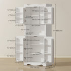 HOMCOM - Armoire de cuisine garde-manger 73 po avec étagères de porte - blanc-Large plan de travail ouvert avec trou pour câble pour vos petits appareils électroménagers 
