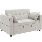 HOMCOM - Canapé-lit gigogne avec port USB et dossier réglable - beige-Le design 3-en-1 se transforme de canapé en lit ou en fauteuil inclinable, avec deux coussins pour plus de confort 