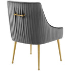 Modway - Discern Dos plissé Velours Performance Rembourré Chaise à manger - Gris-Rembourrage en mousse dense