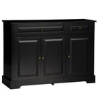 HOMCOM - Buffet 45,3 po L - noir-Grand espace de rangement avec trois placards et deux tiroirs pour contenir les fournitures quotidiennes 