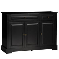 HOMCOM - Buffet 45,3 po L - noir-Grand espace de rangement avec trois placards et deux tiroirs pour contenir les fournitures quotidiennes 