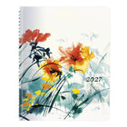 Blueline - 2027 agenda mensuel 14 mois avec reliure à double spirale – 11 po x 8 1/2 po – floral dramatique-Un mois par page double avec un bloc par jour