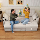 HOMCOM - Canapé-lit gigogne avec ports USB et rangement pour chaise longue - beige-Assemblage requis 