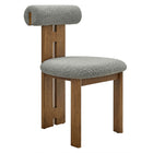 Modway - Torian Tissu Boucle Chaise à manger - Noyer gris clair - Ensemble de 2-Assemblée requise