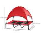 PawHut - Lit rafraîchissant surélevé pour animaux avec auvent pour chiens taille XL - 48 po L x 36 po l x 43 po H - rouge-Le tissu est en polyester haute densité et respirant pour éloigner la chaleur 