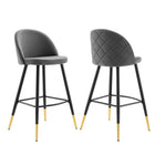 Modway - Cordial Performance Velvet Tabourets de bar - Gris - Ensemble de 2-Tabourets de bar rétro modernes
